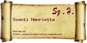Szenti Henrietta névjegykártya